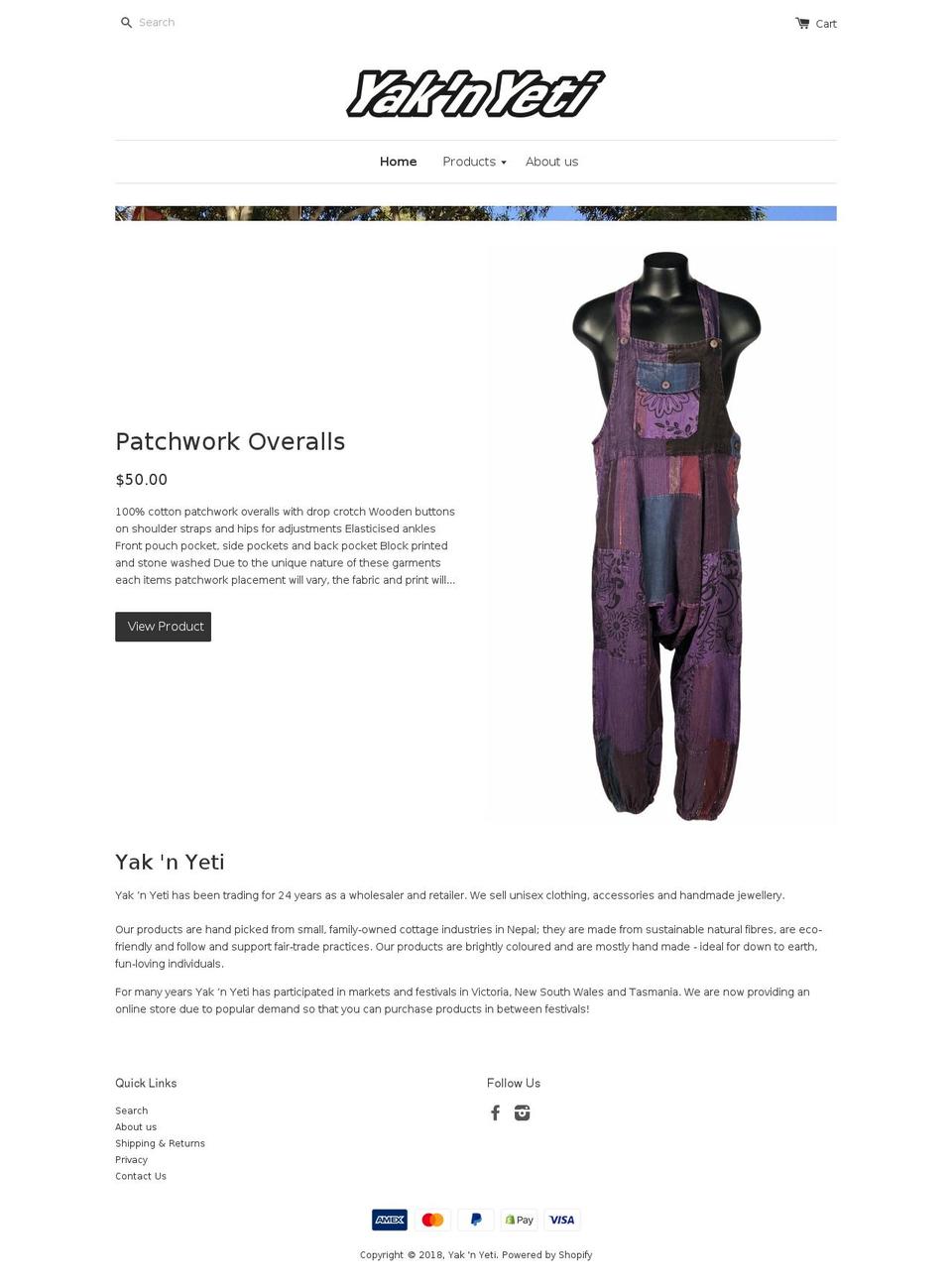 yaknyeti.com.au shopify website screenshot