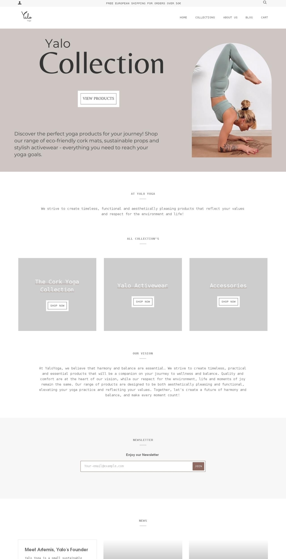 yaloyoga.com shopify website screenshot