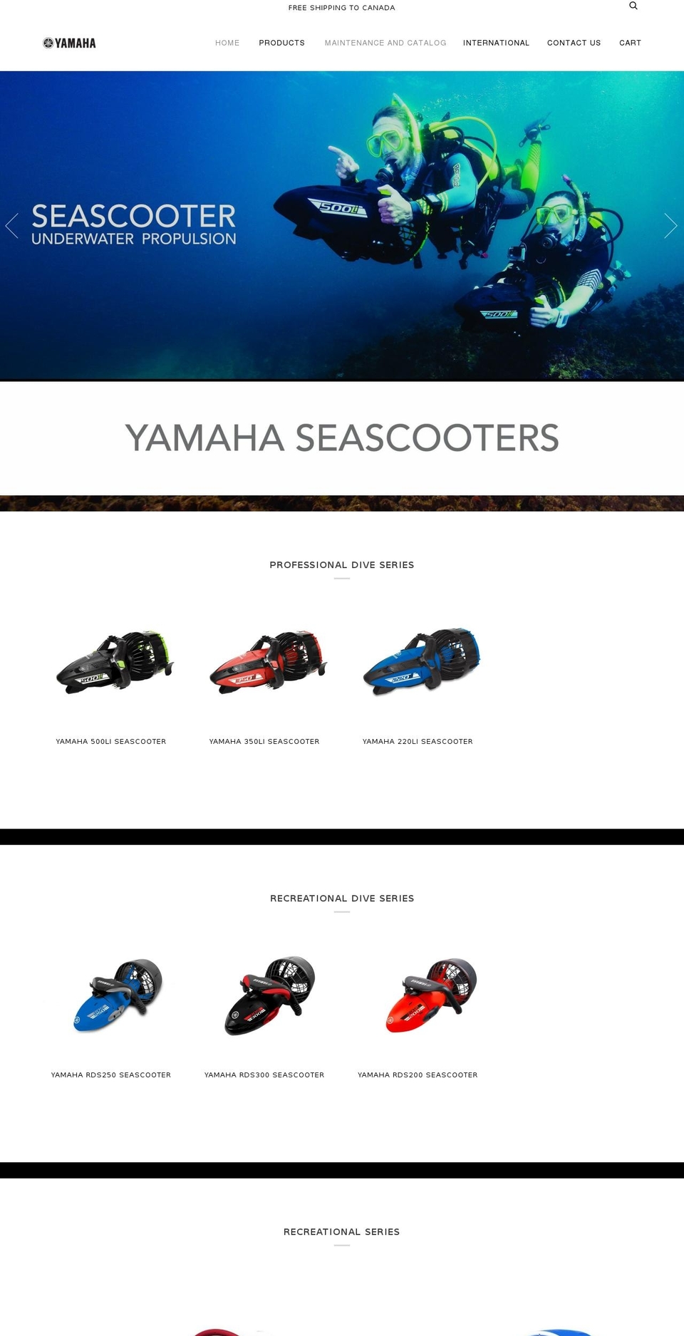 yamaha-seascooters.com — Shopify storefront screenshot