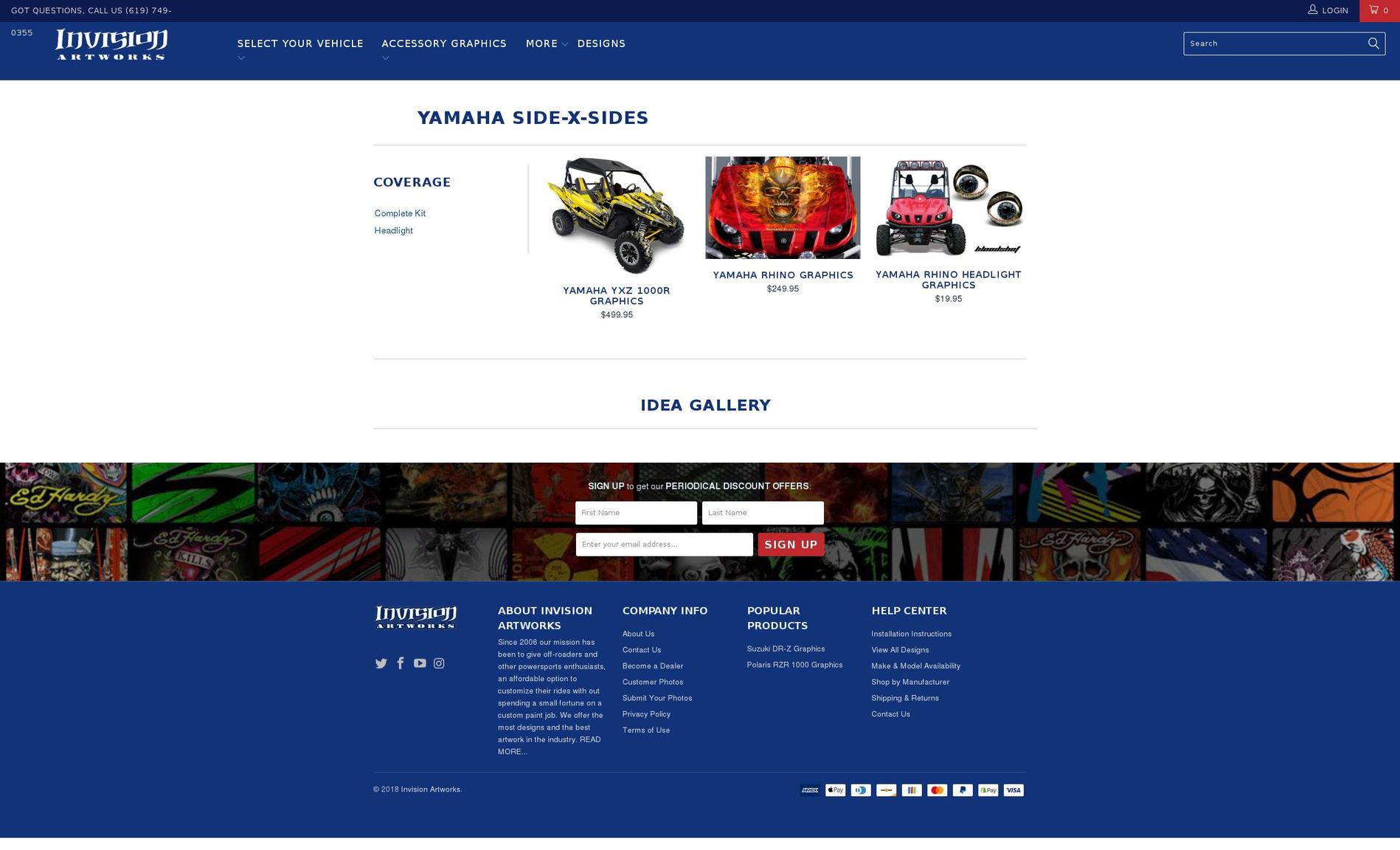 yamaharhinographics.net shopify website screenshot