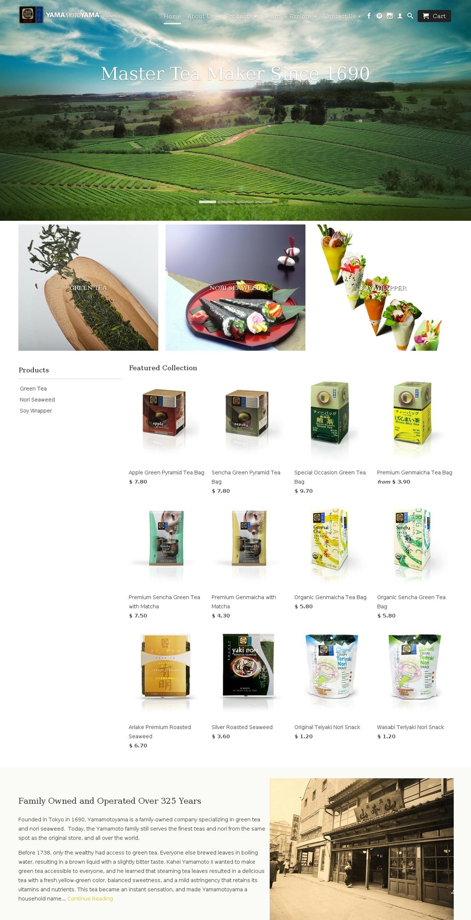 yamamotoyama.com shopify website screenshot