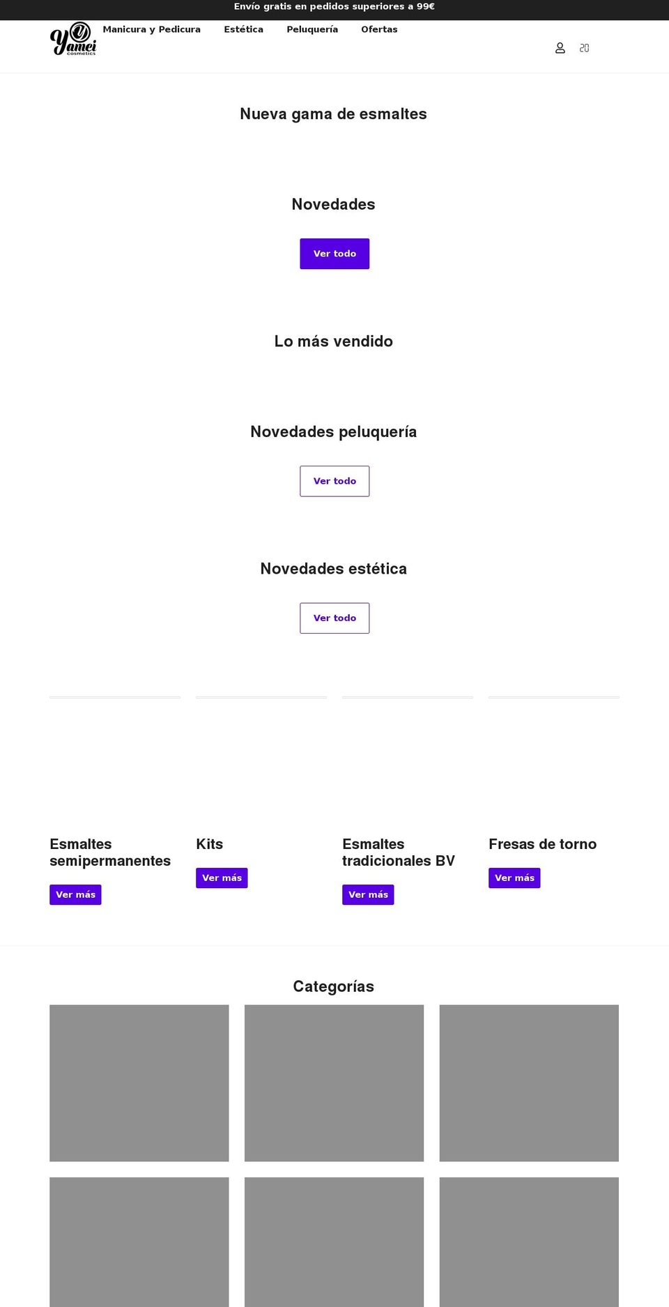 yameicosmetics.com — Shopify storefront screenshot