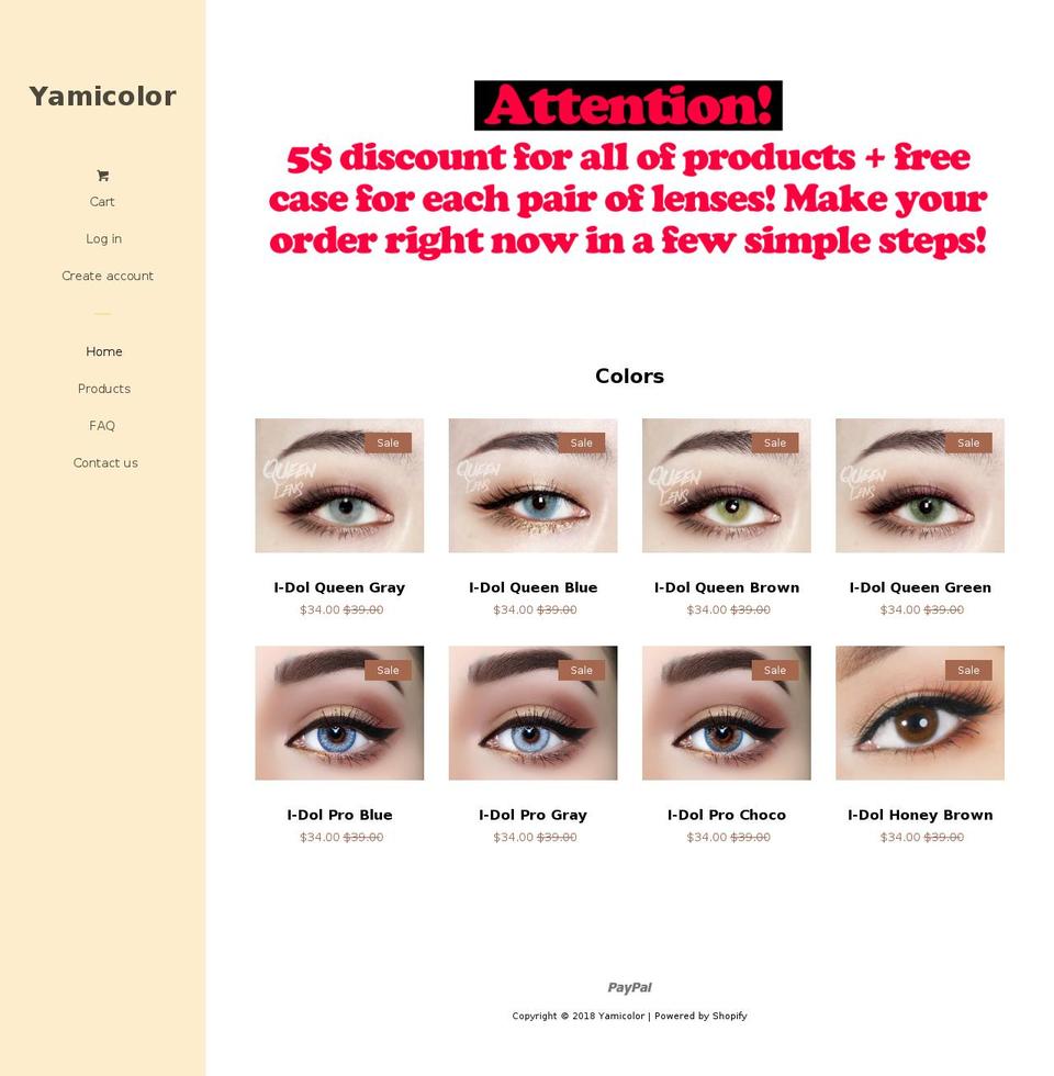 yamicolor.com shopify website screenshot
