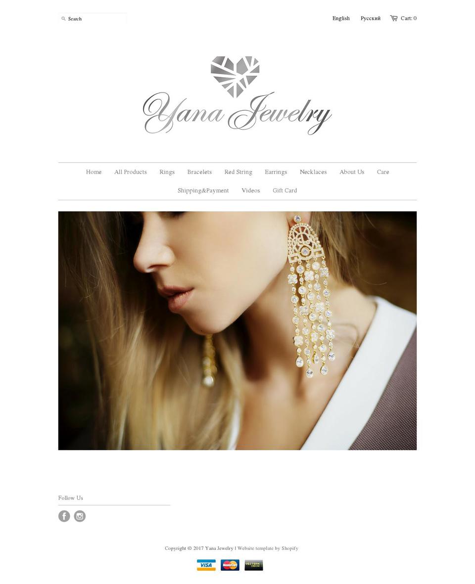 yana-jewelry.com shopify website screenshot