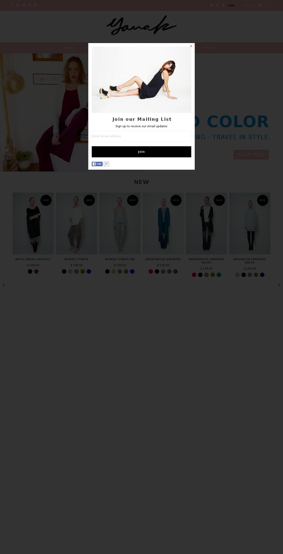 yanak.com shopify website screenshot