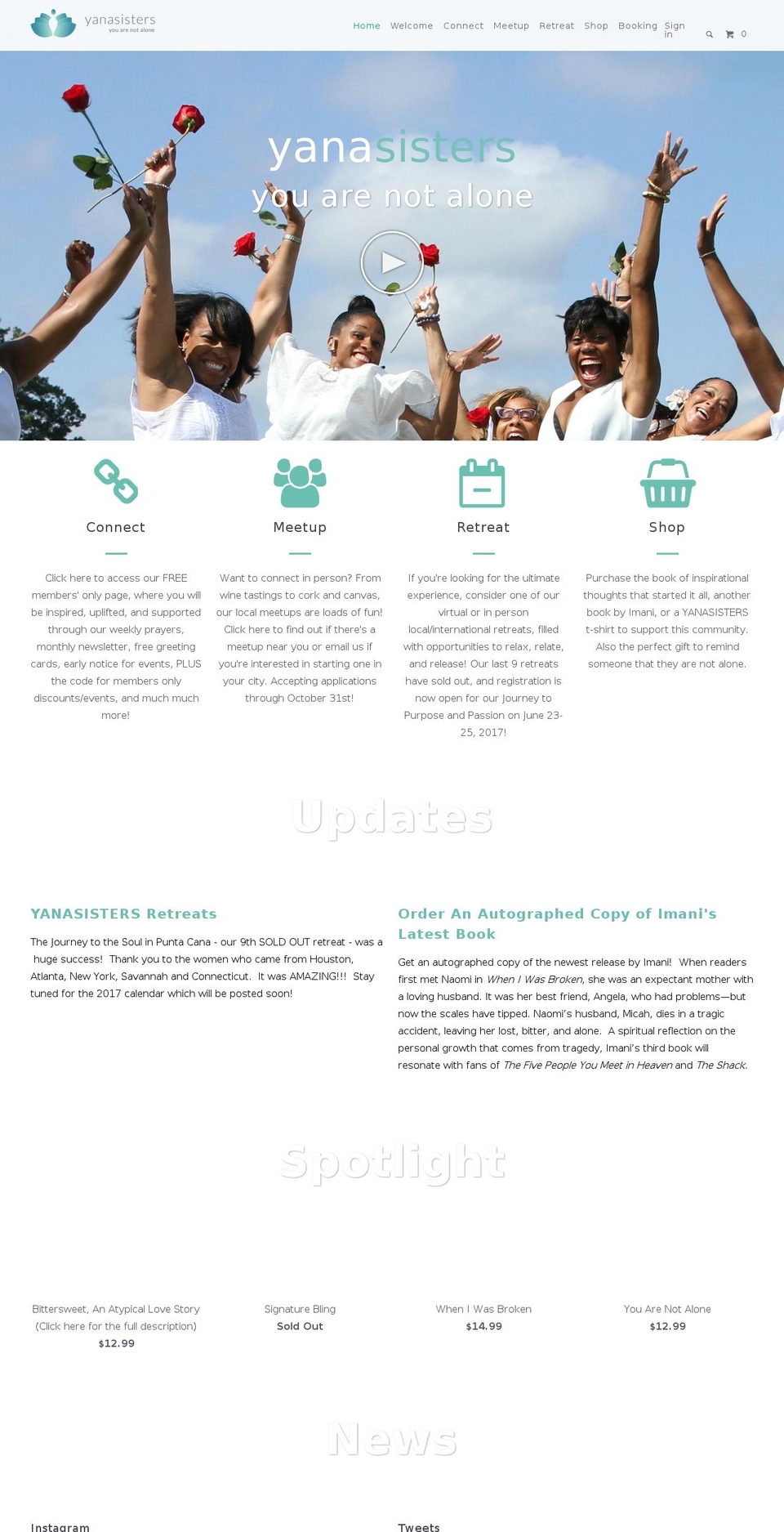 Yana Shopify theme site example yanaretreats.com