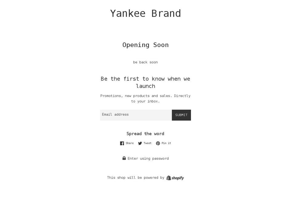 yankeebrandofficial.com shopify website screenshot