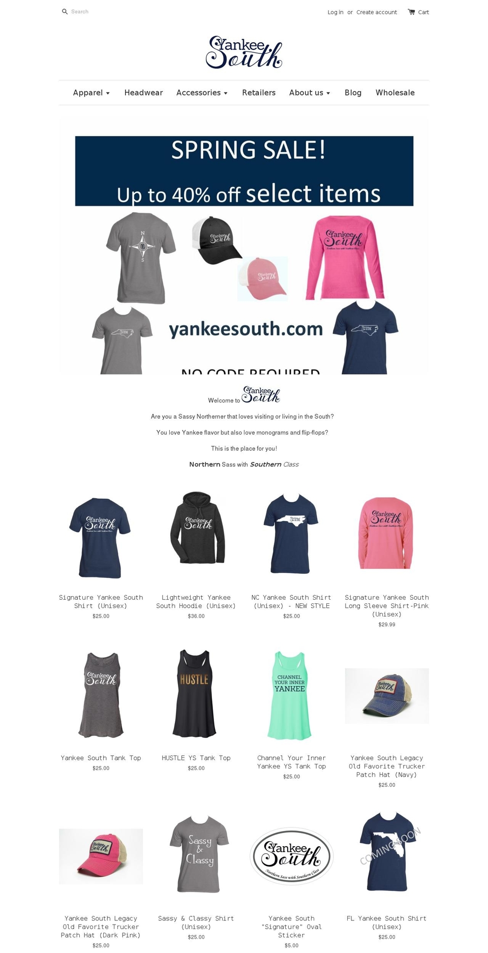 yankeesouth.com shopify website screenshot