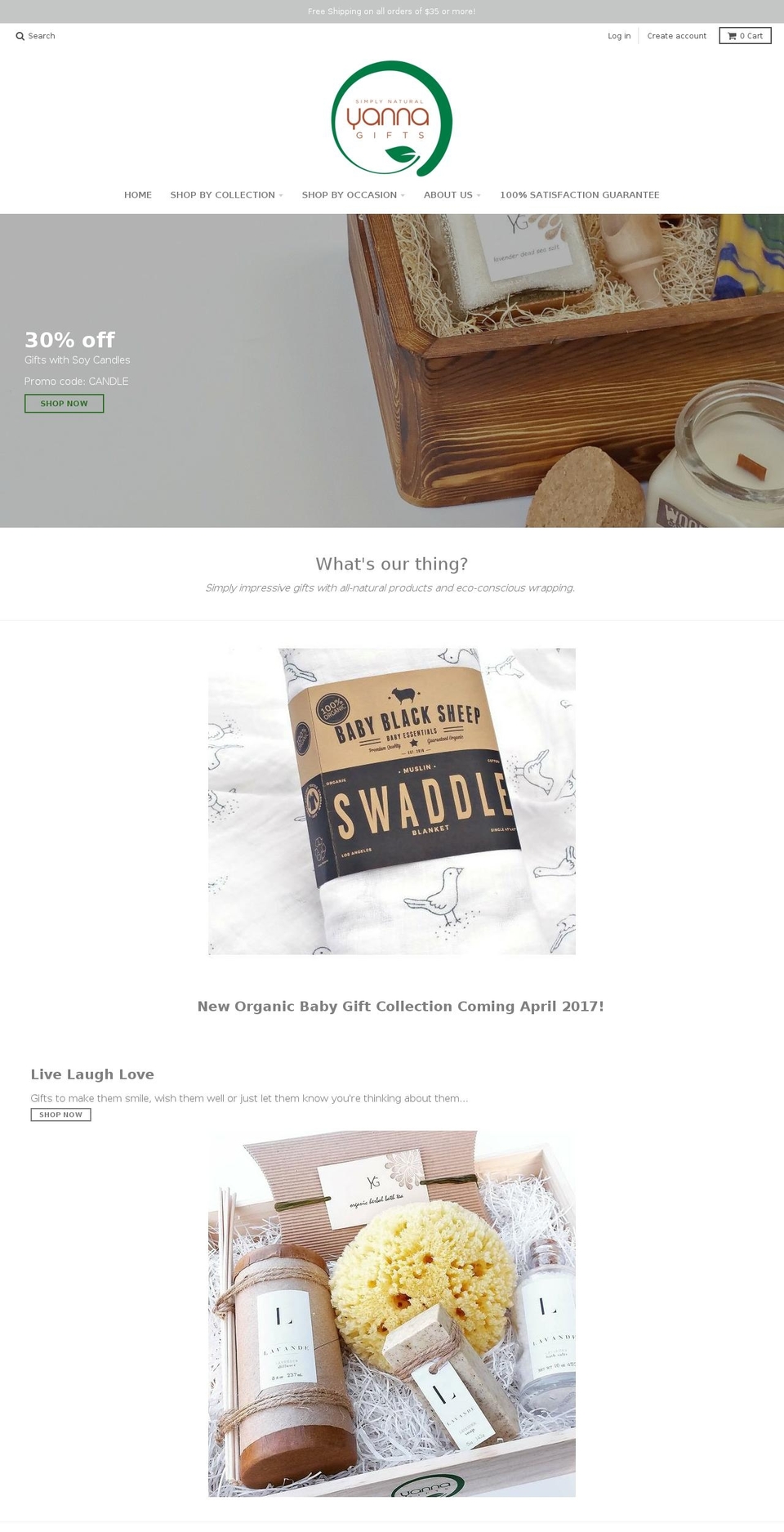 yannagifts.com shopify website screenshot