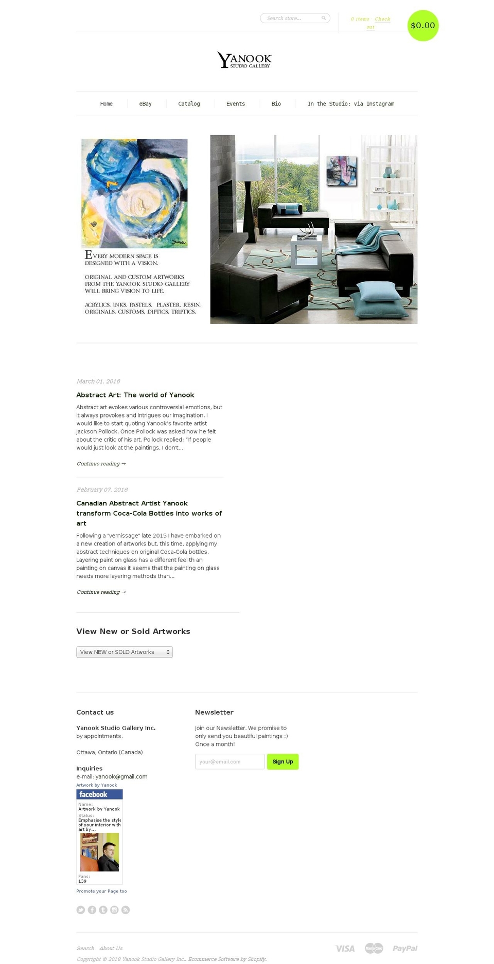 yanookgallery.com — Shopify storefront screenshot