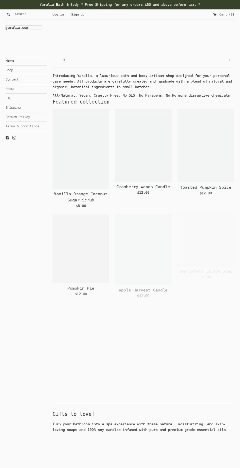 yaralia.com shopify website screenshot