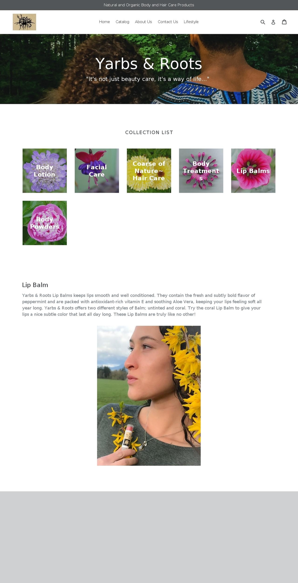 yarbsandroots.com shopify website screenshot