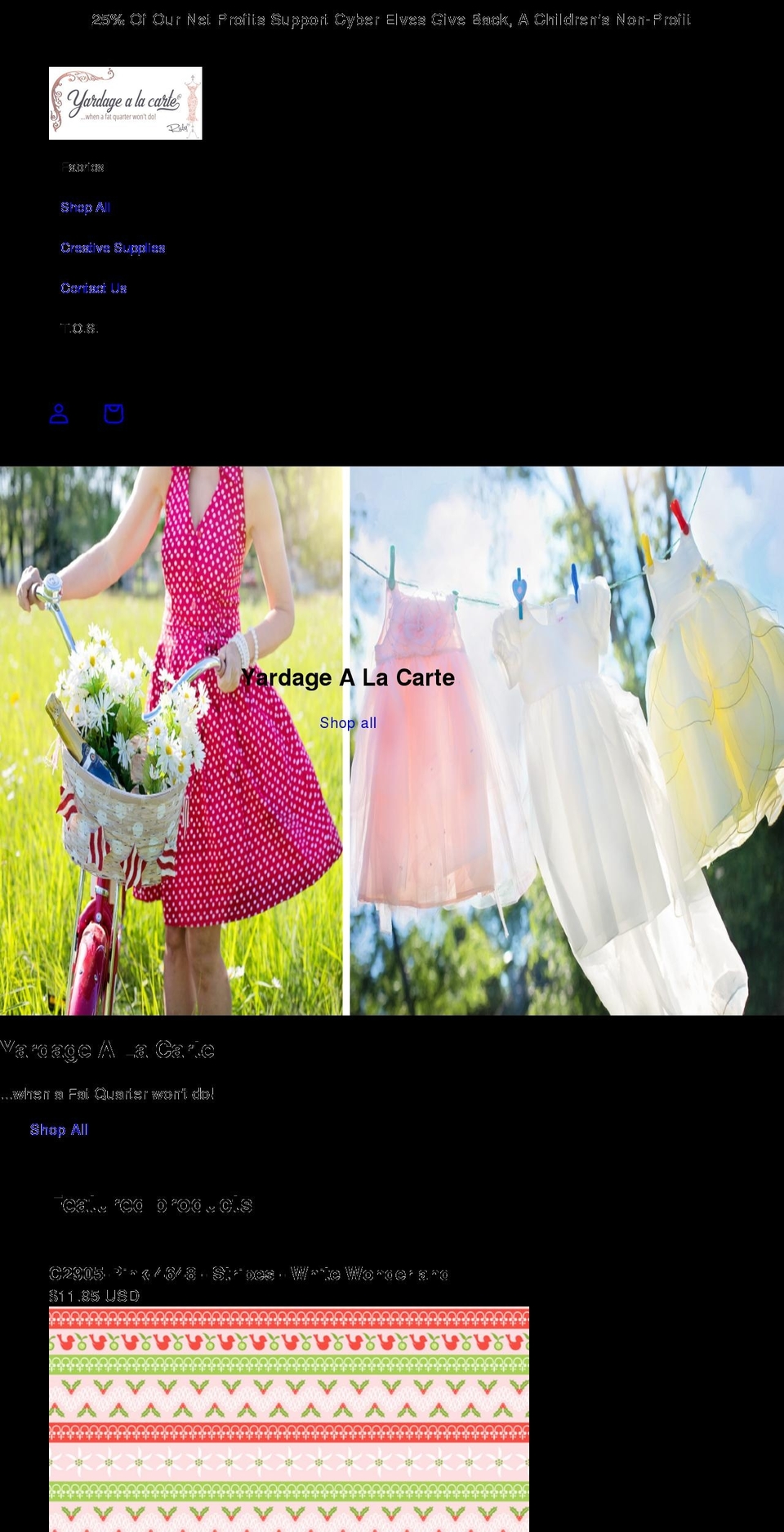 yardagealacarte.com shopify website screenshot