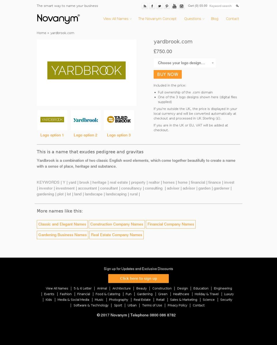 yardbrook.com shopify website screenshot