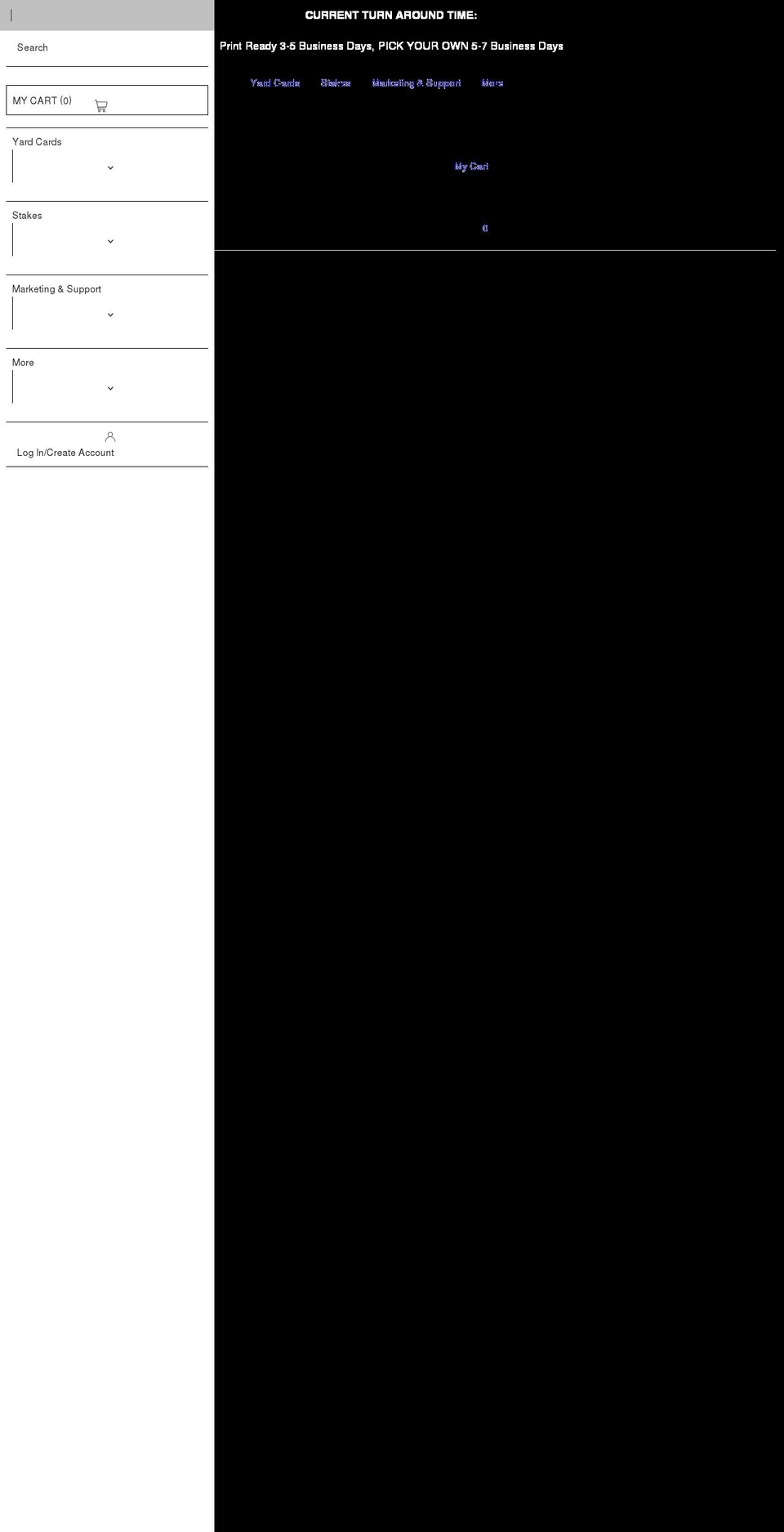 yardcardsupply.com shopify website screenshot