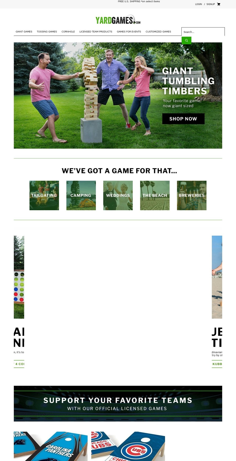 yardgames.com shopify website screenshot