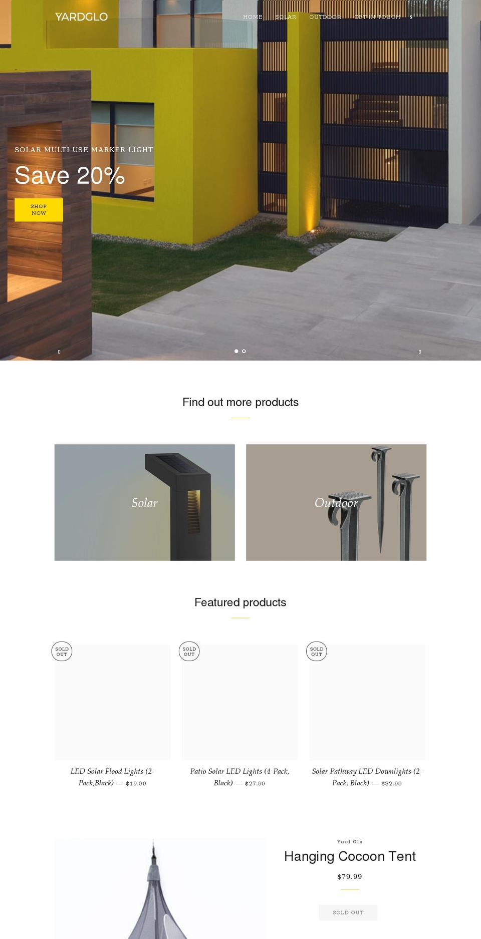 yardglo.com shopify website screenshot