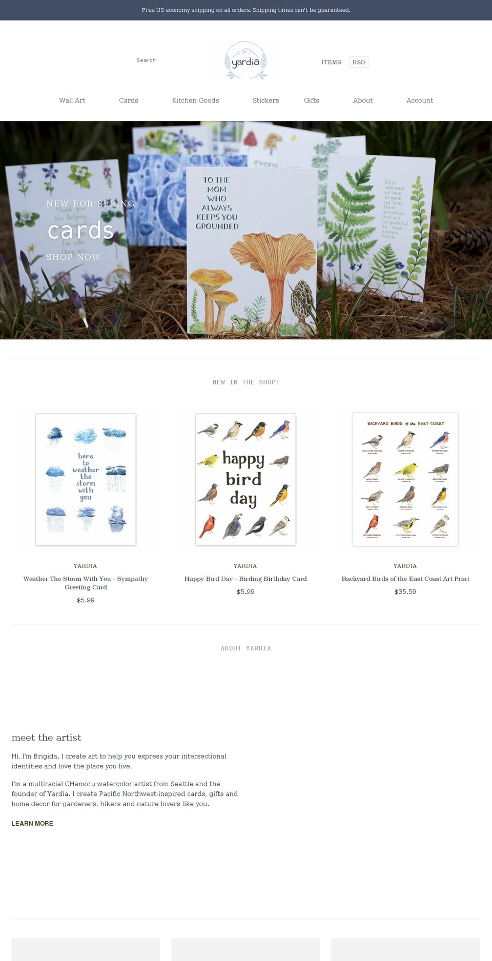 yardia.co shopify website screenshot