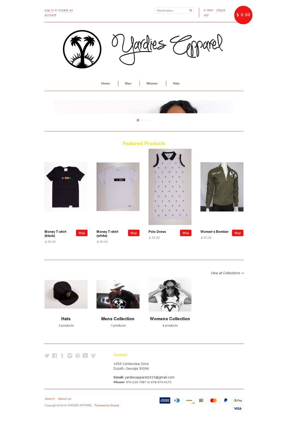 yardiesapparel.org shopify website screenshot