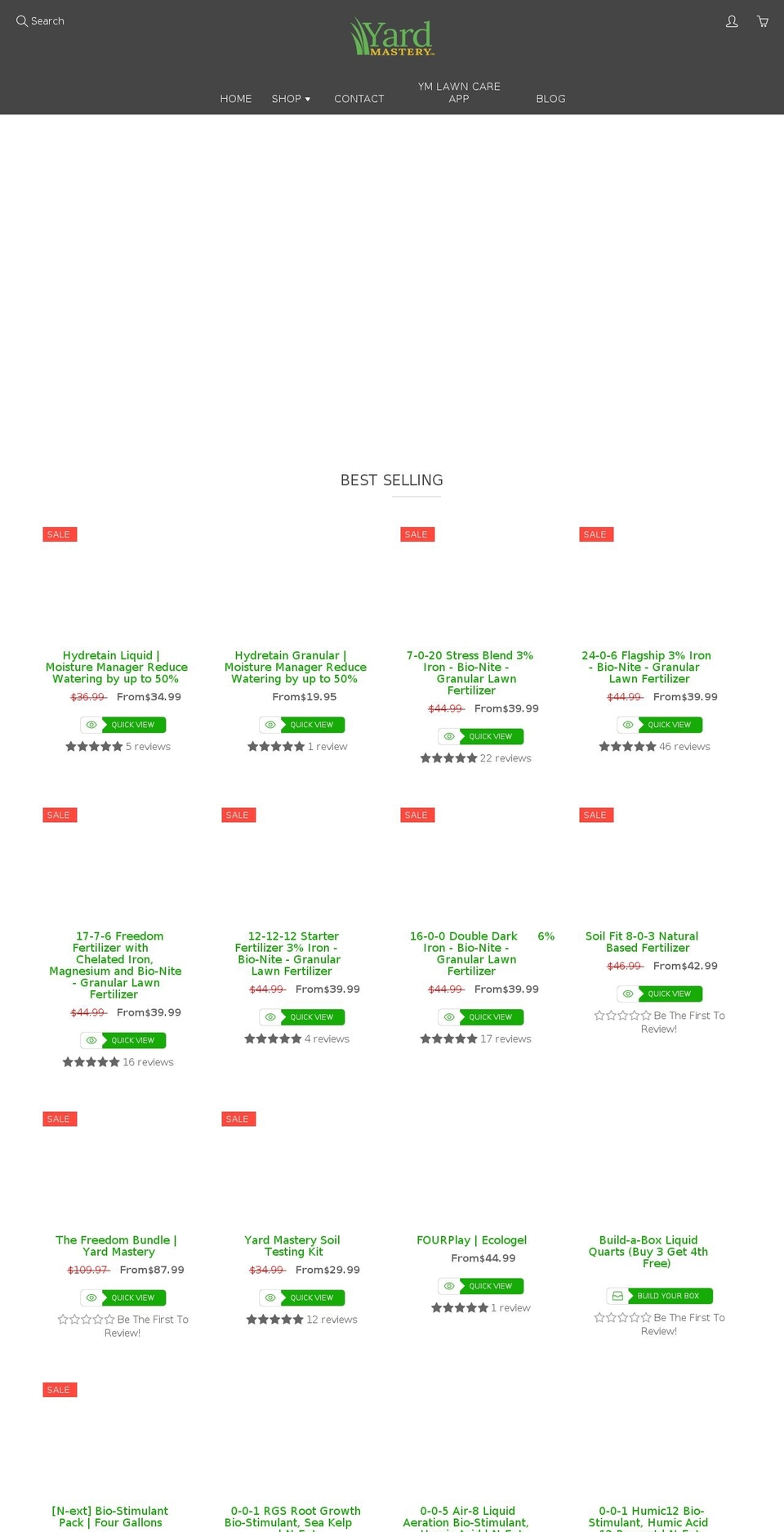 yardmastery.com shopify website screenshot