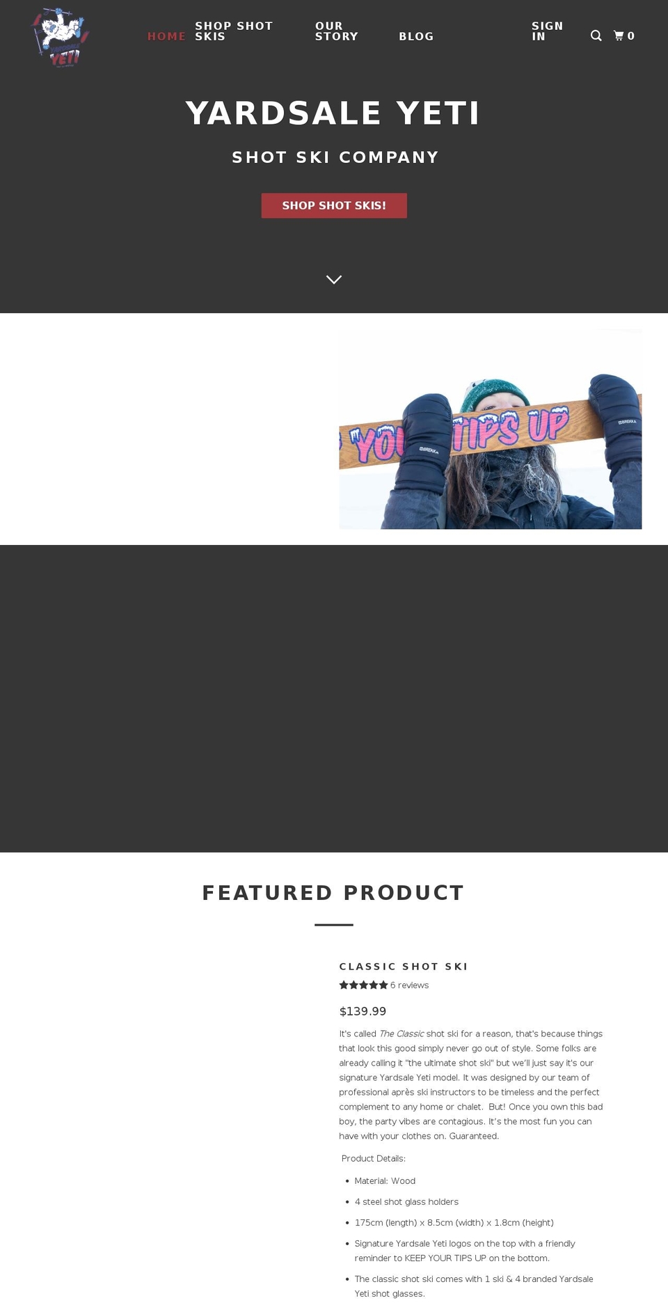yardsaleyeti.com — Shopify storefront screenshot