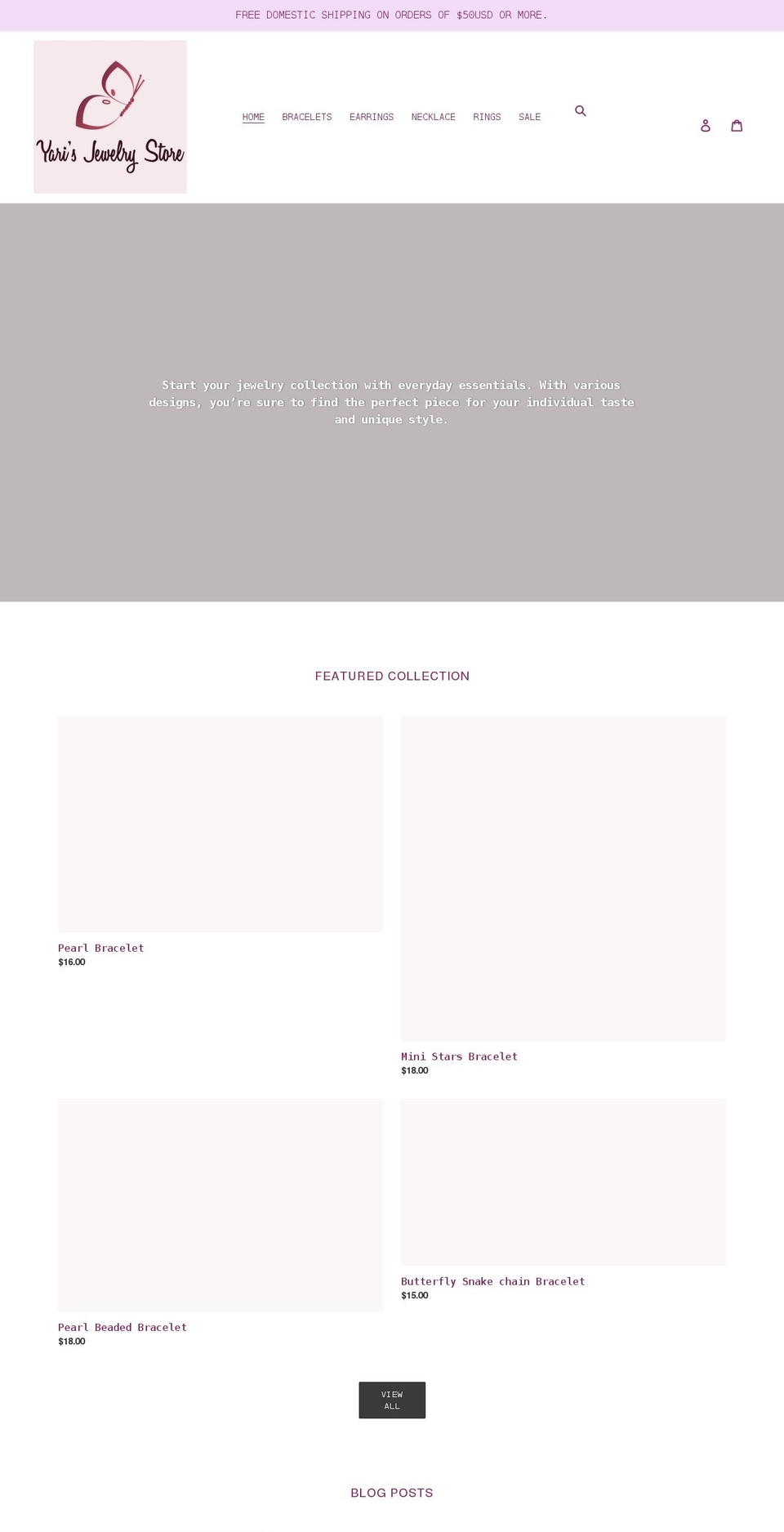 yarijewelrystore.com shopify website screenshot