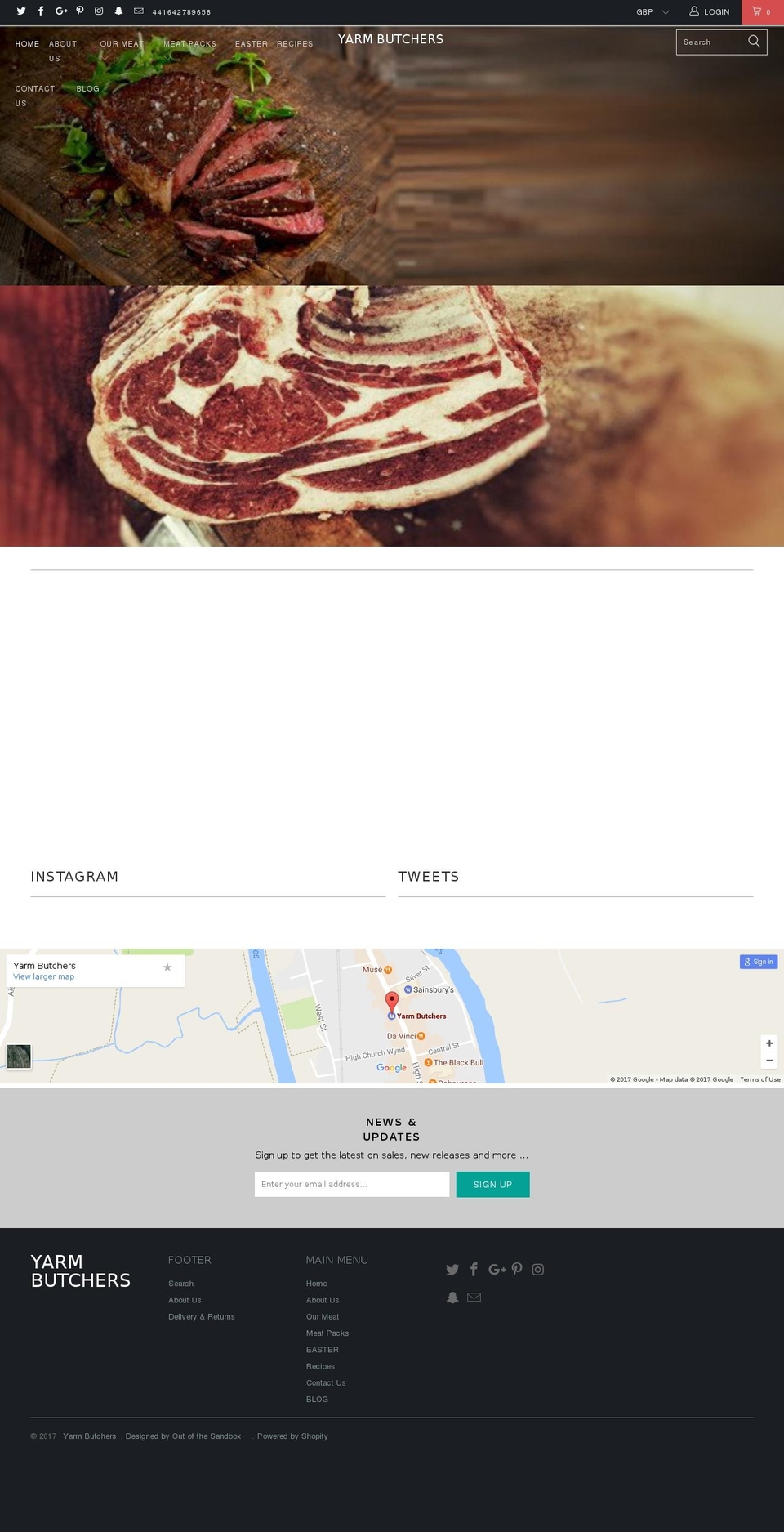 yarmbutchers.com shopify website screenshot