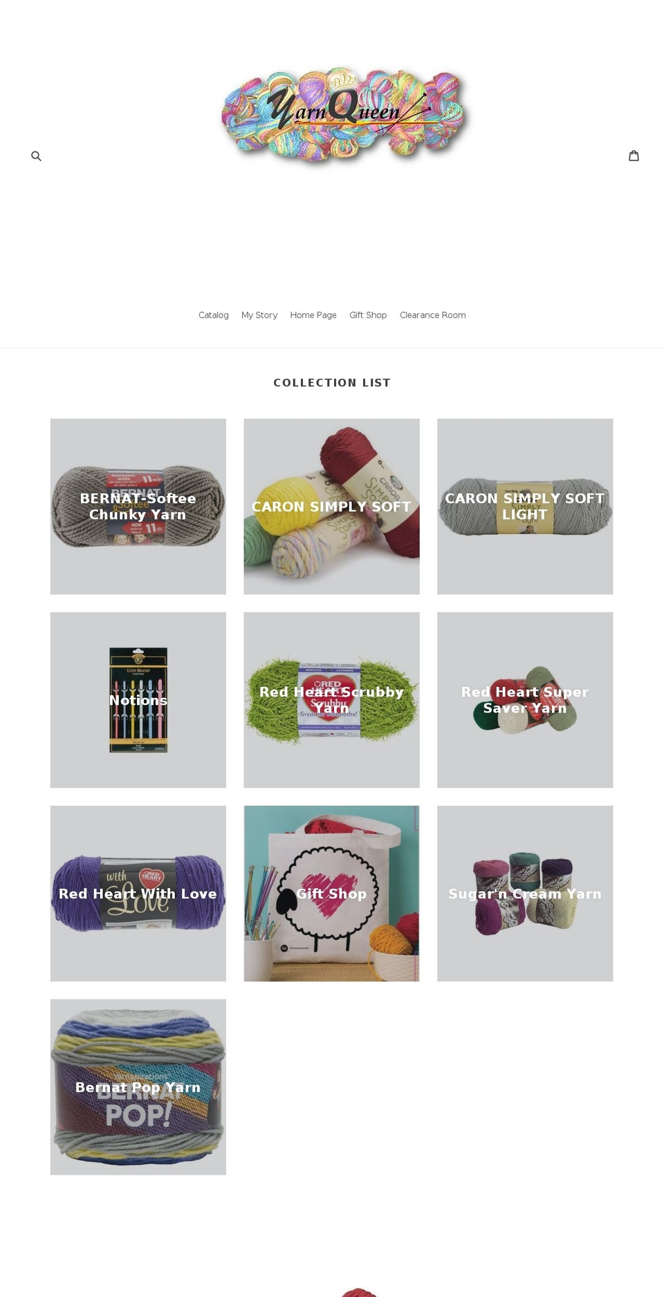 yarn-queen.com shopify website screenshot