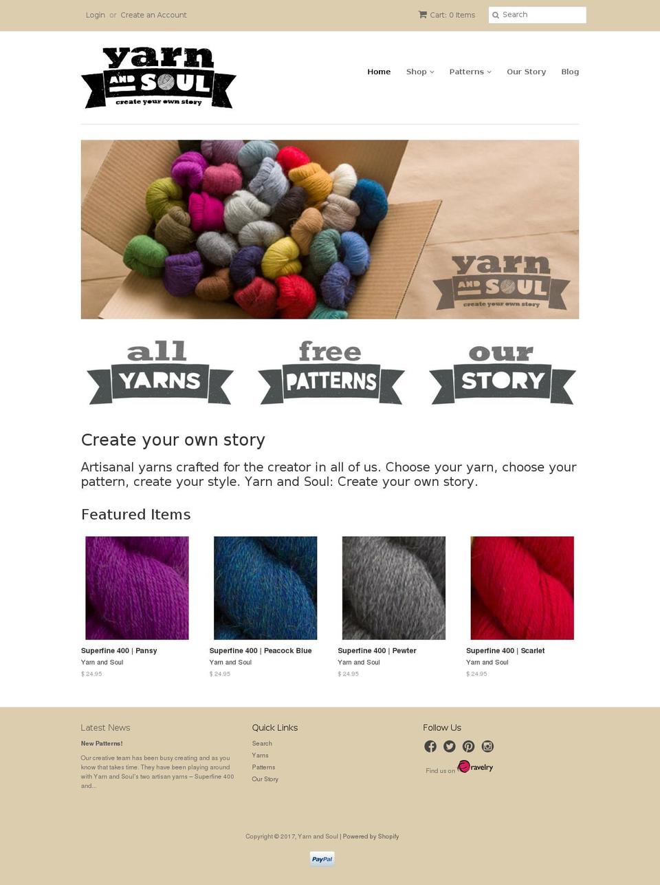 yarnandsoul.com shopify website screenshot