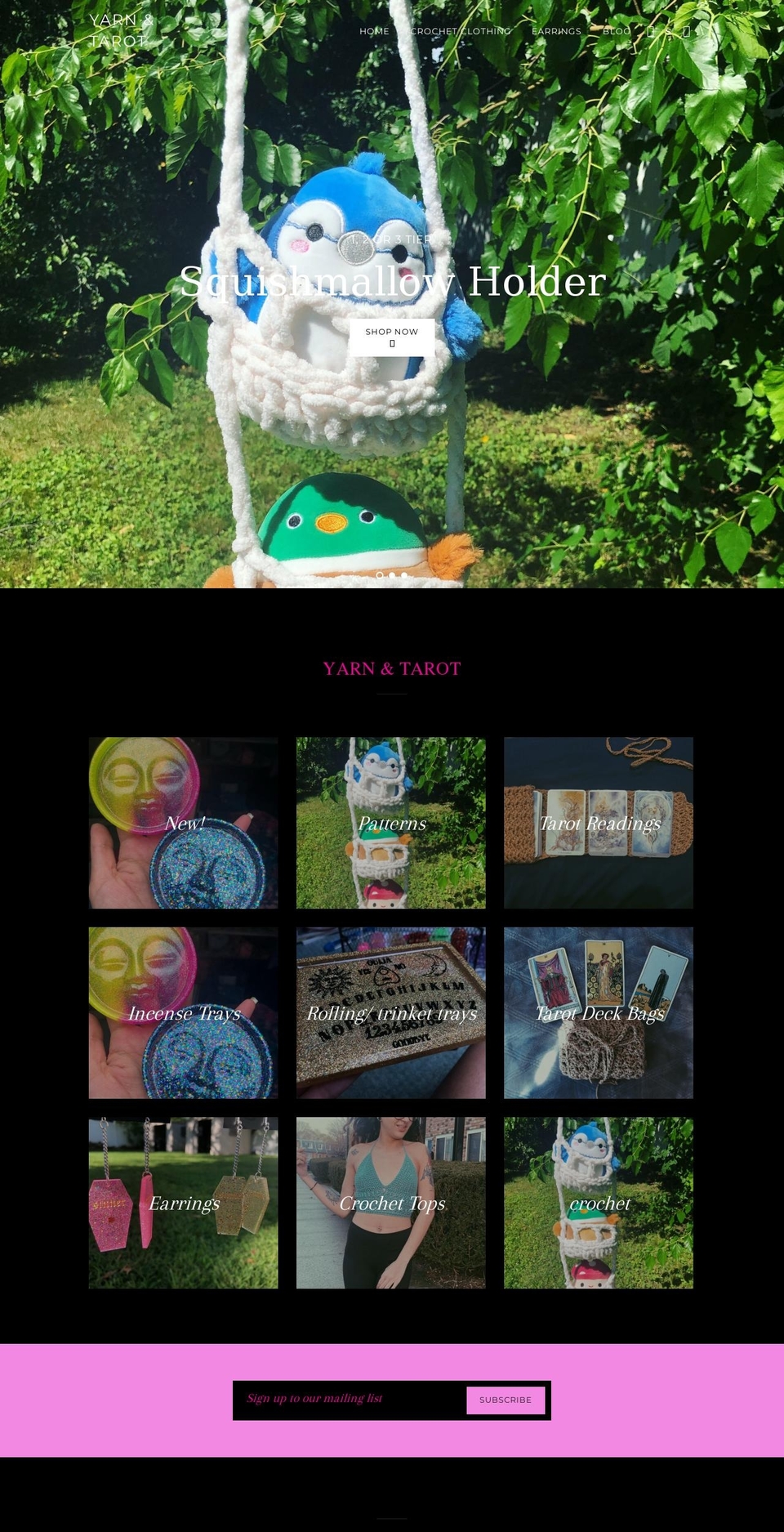 yarnandtarot.com shopify website screenshot