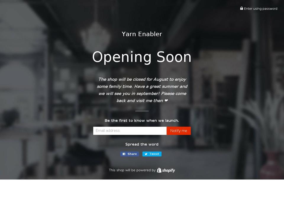 yarnenabler.com shopify website screenshot