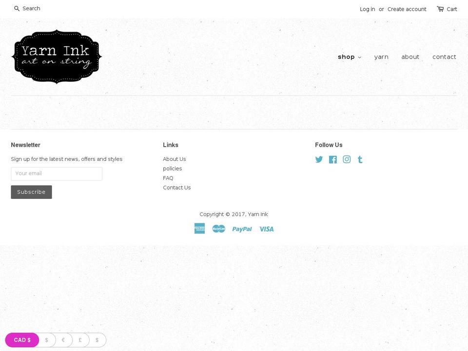 yarnink.com shopify website screenshot