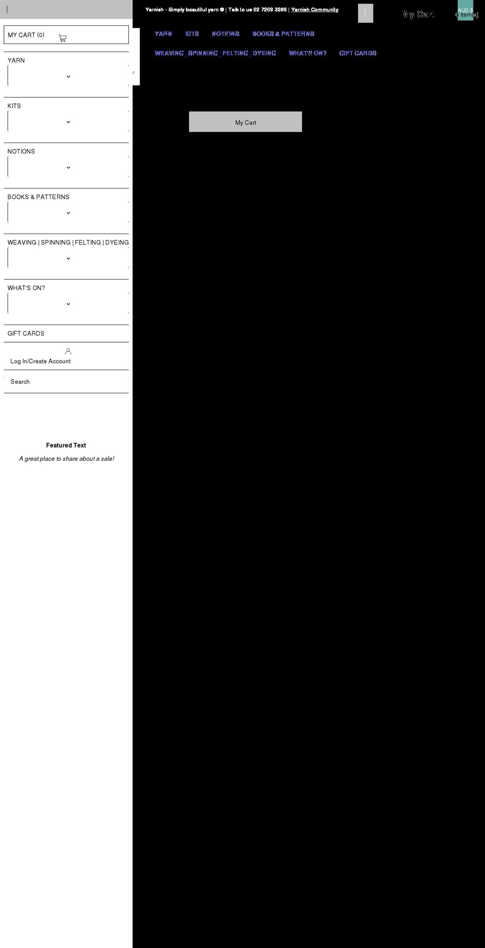 yarnish.com.au shopify website screenshot