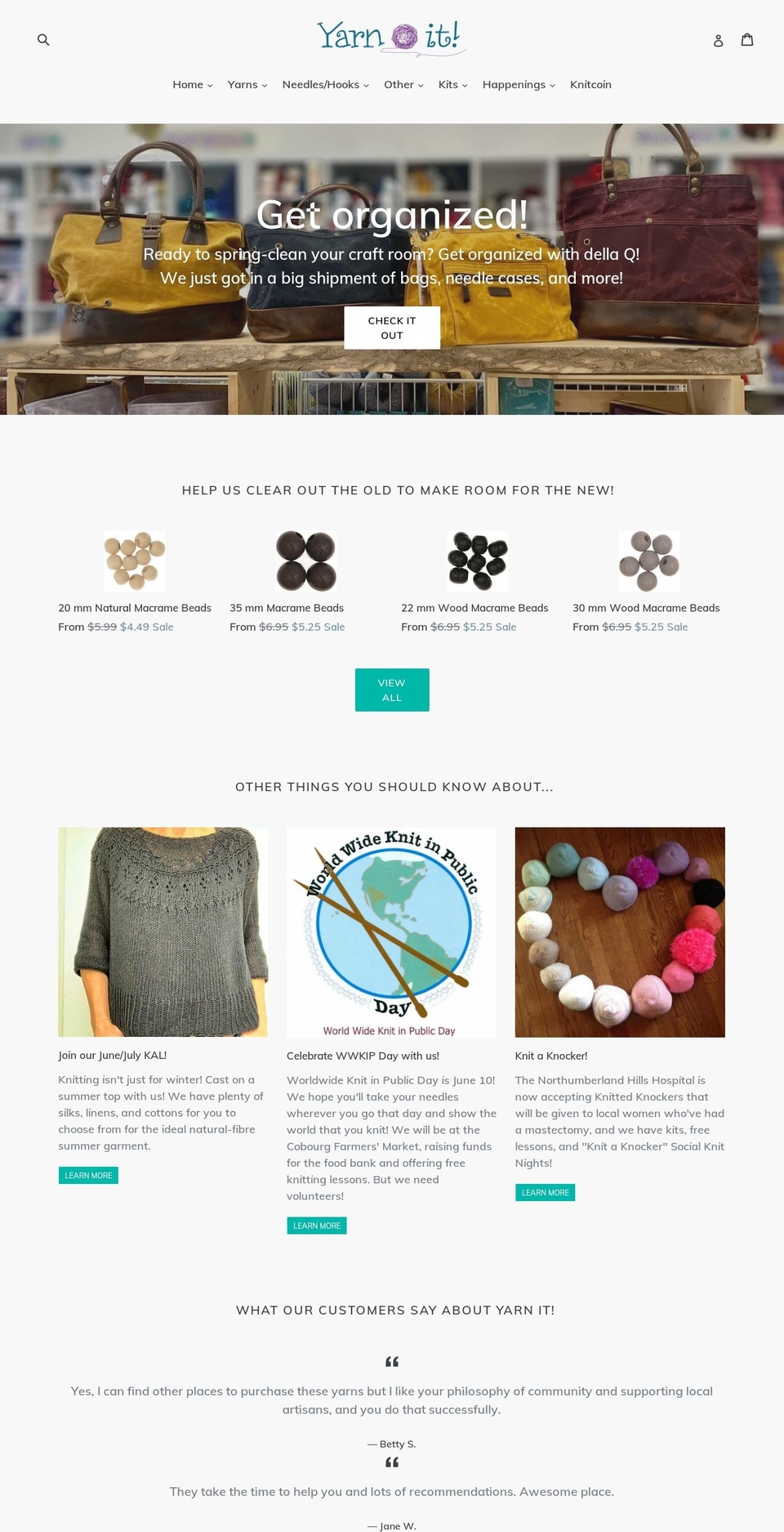 yarnitcobourg.ca shopify website screenshot