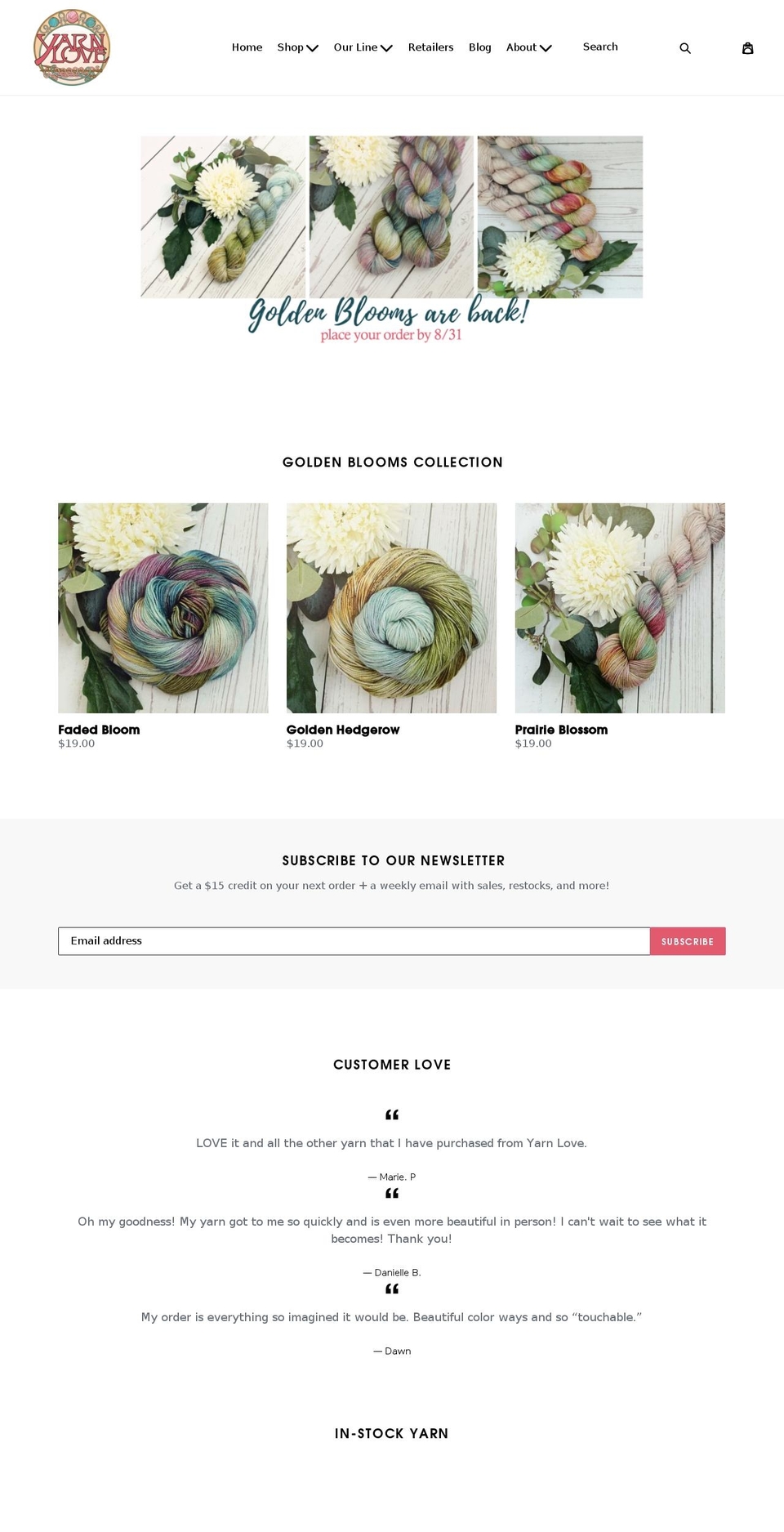 yarnloveyarn.com shopify website screenshot