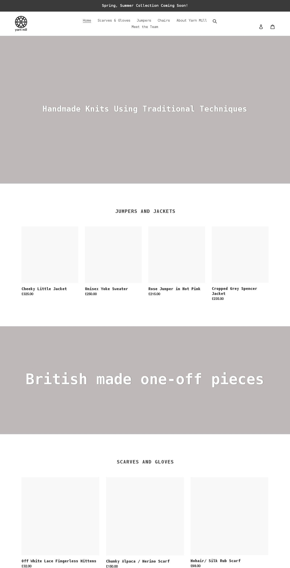 yarnmill.co.uk shopify website screenshot
