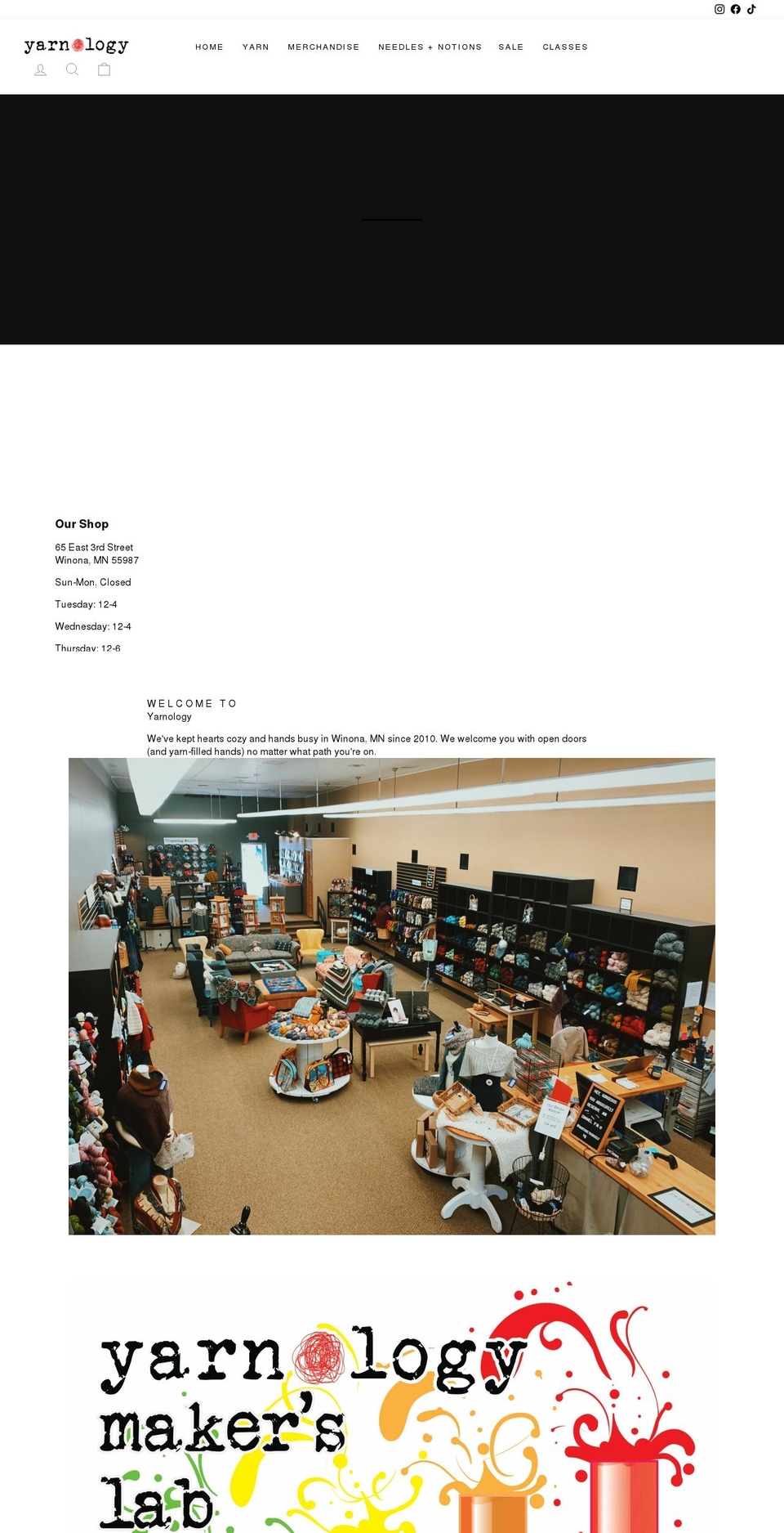 yarnologymn.com shopify website screenshot