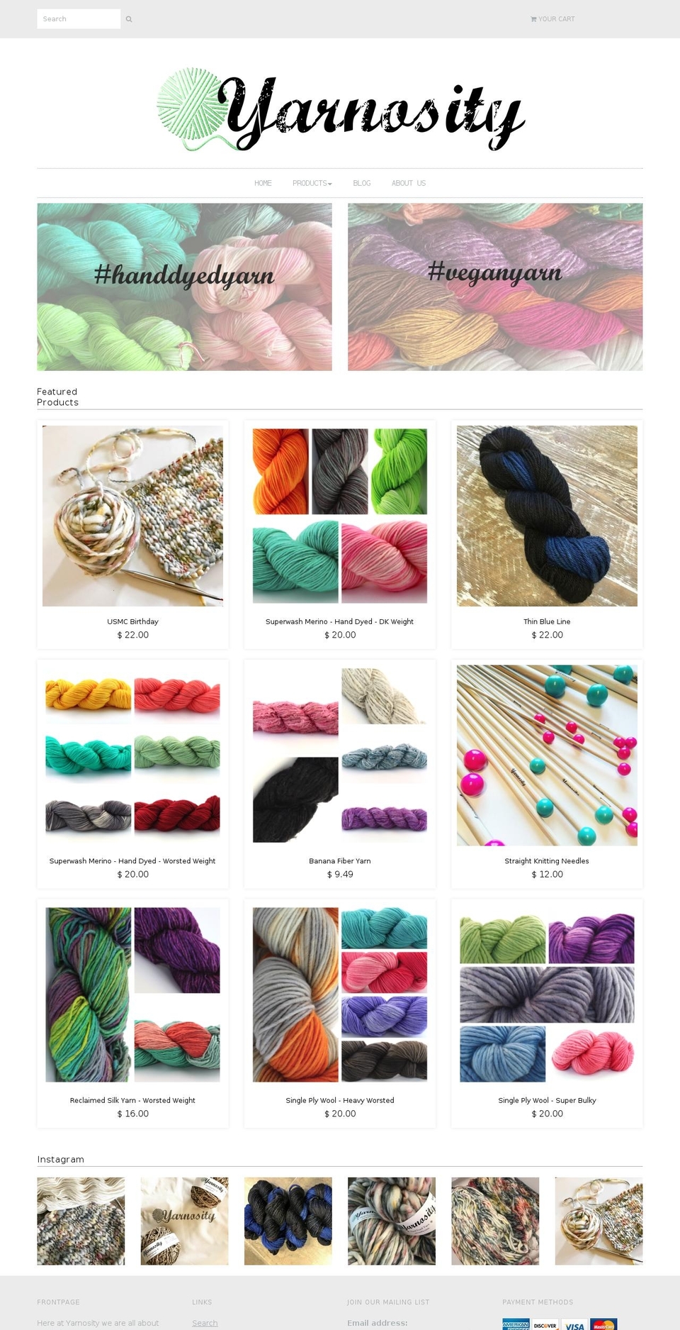 yarnosity.com shopify website screenshot