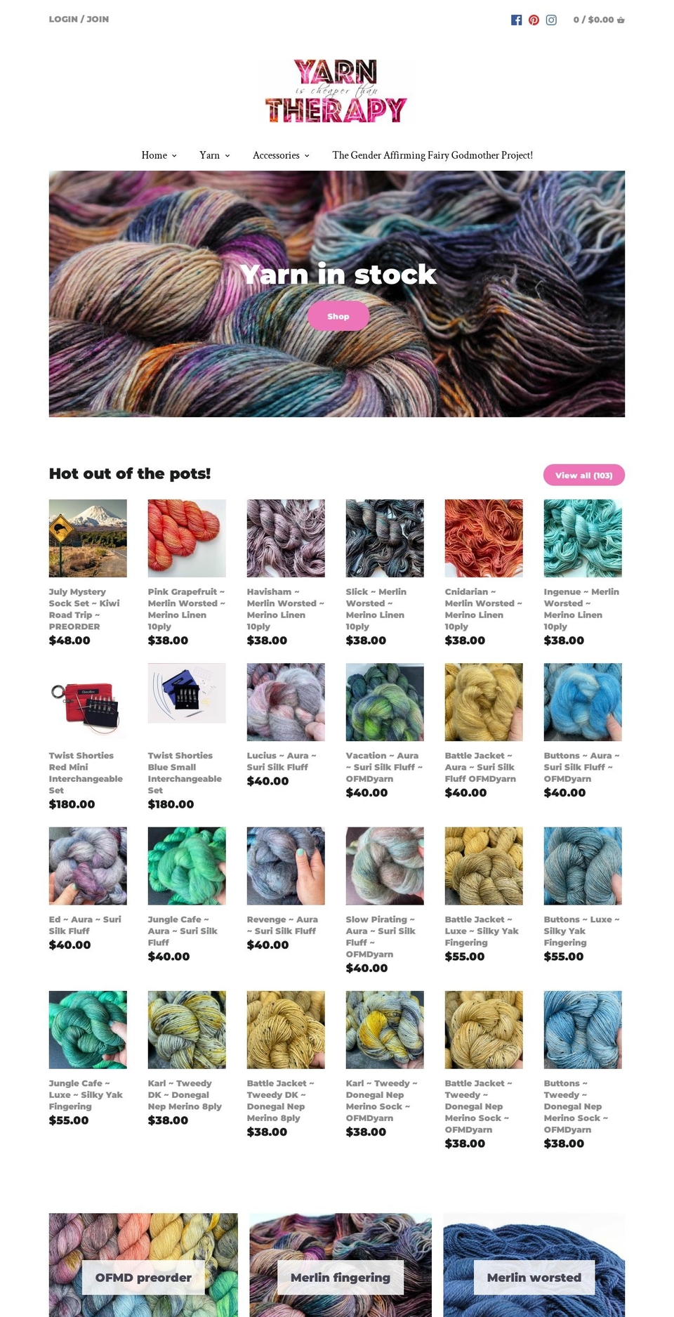 yarntherapy.co.nz shopify website screenshot