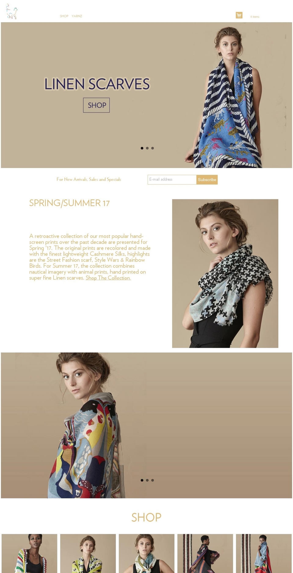 yarnz.com shopify website screenshot