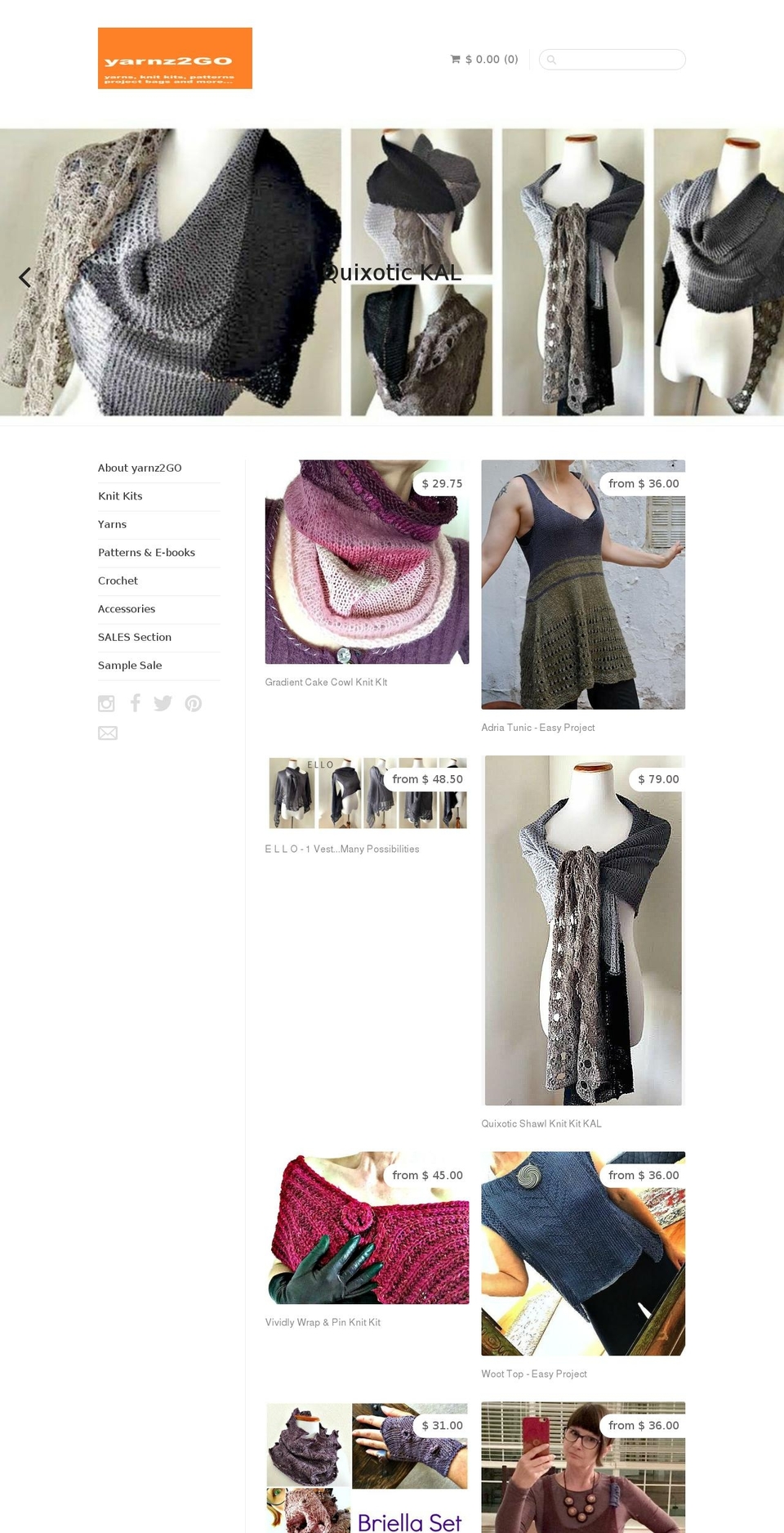 Sugar Shopify theme site example yarnz2go.com