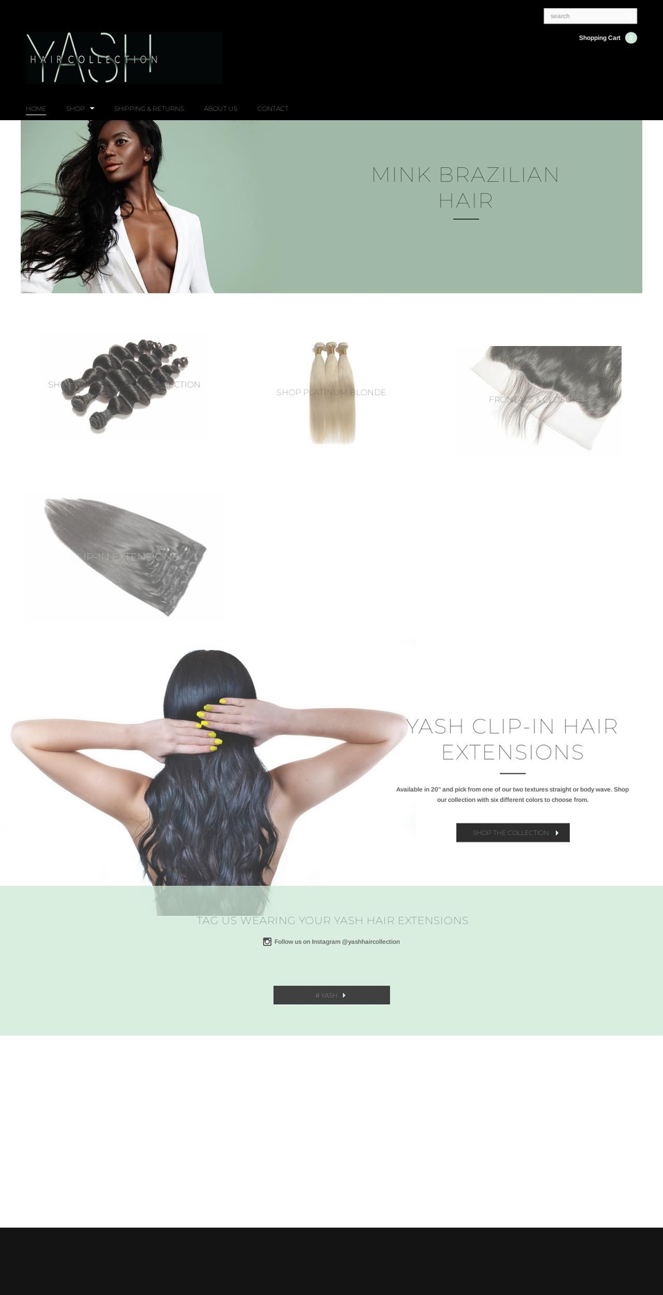yashhaircollection.com shopify website screenshot