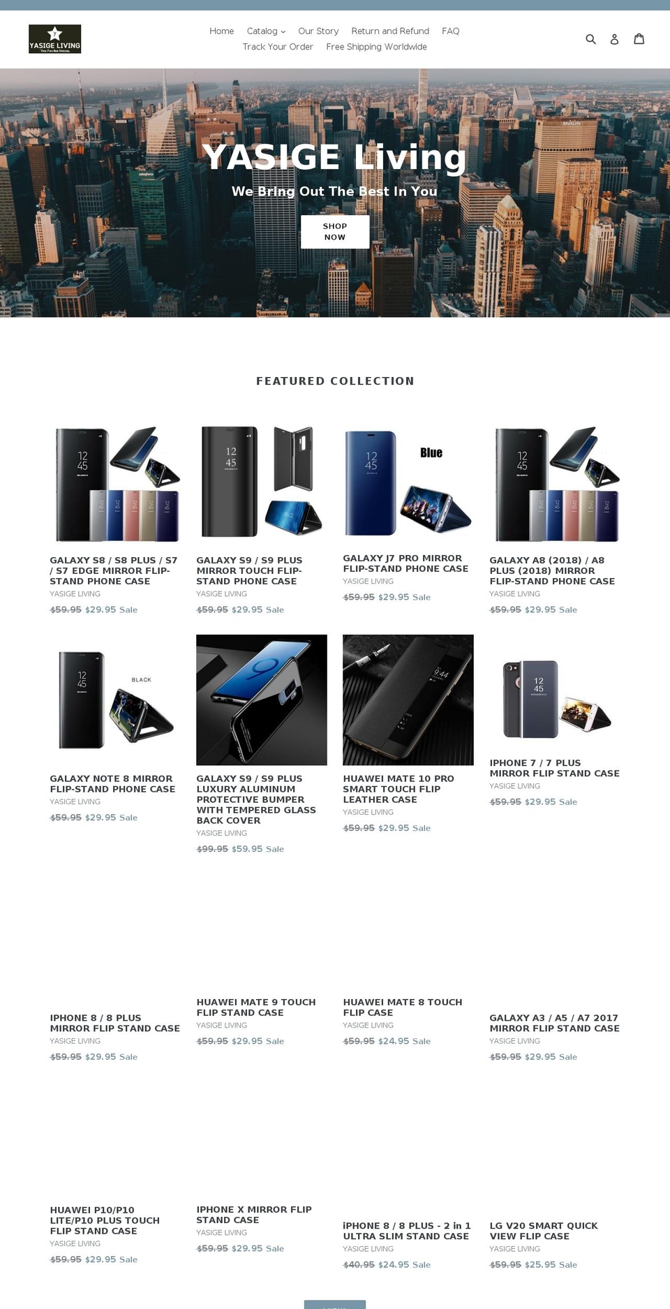 yasigeliving.com shopify website screenshot