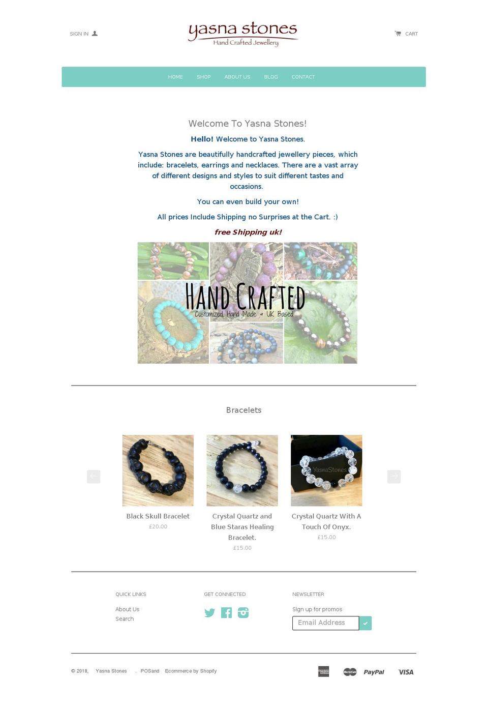 yasnastones.com — Shopify storefront screenshot