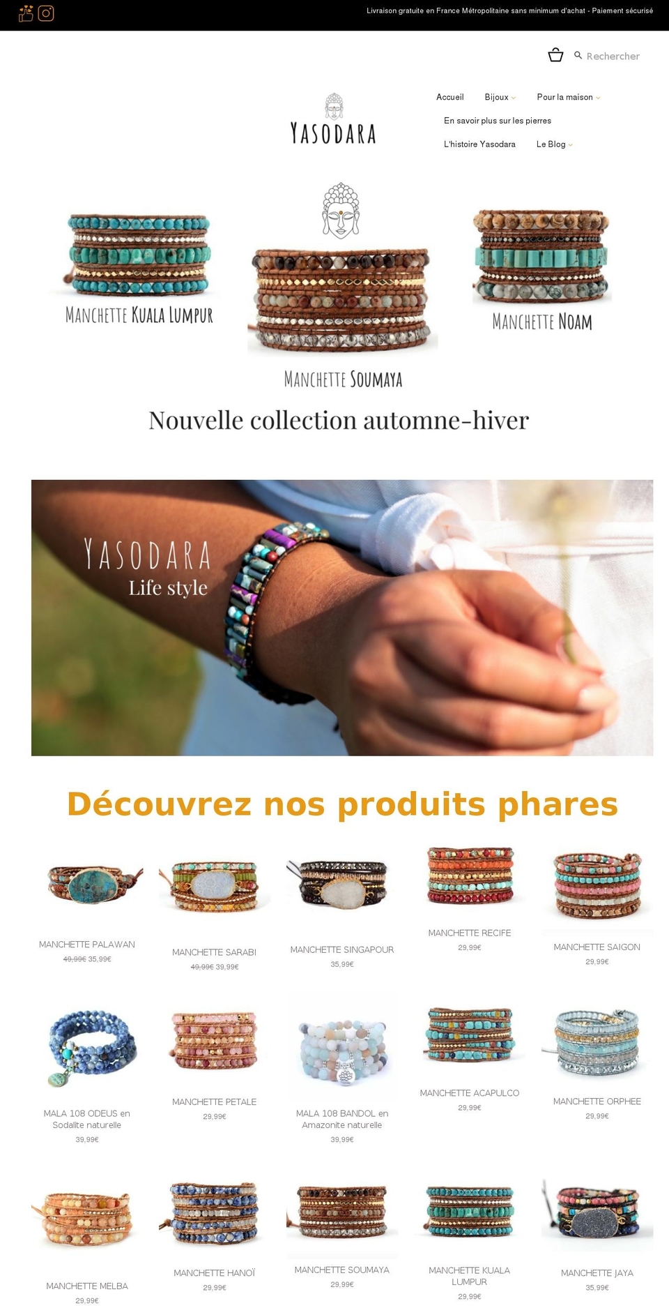 yasodara.com — Shopify storefront screenshot