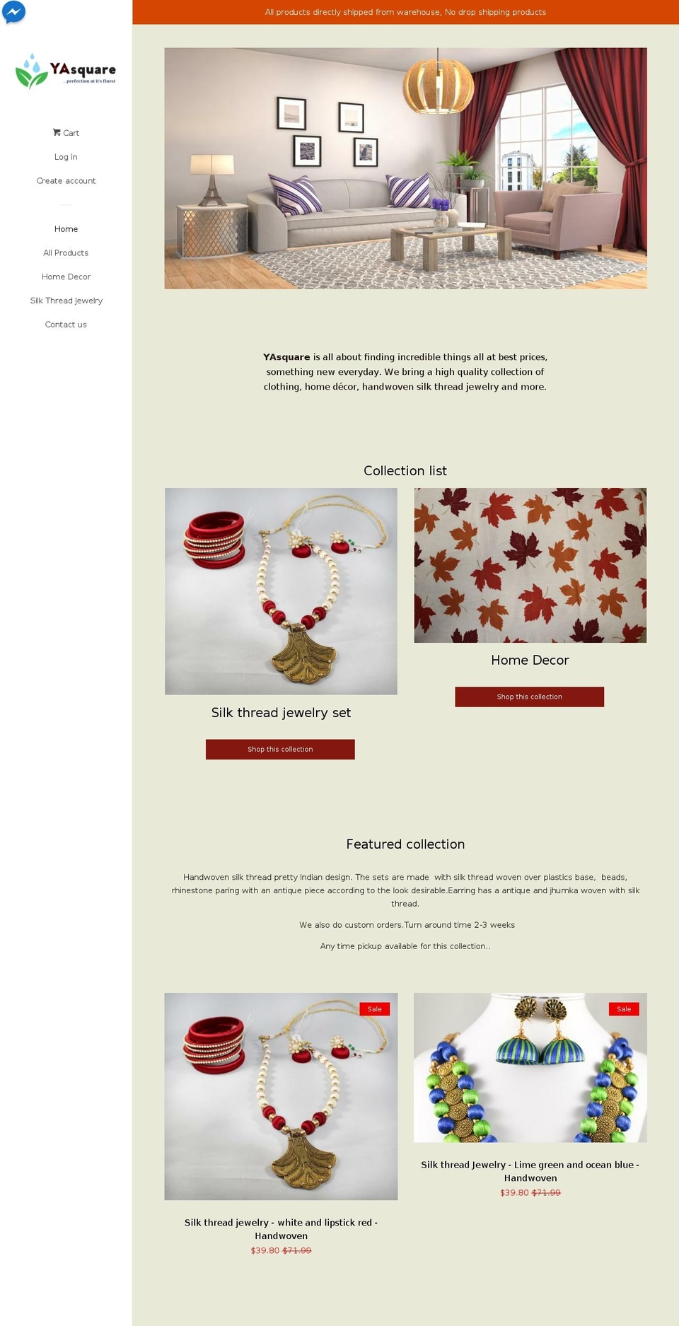 yasquare.com shopify website screenshot