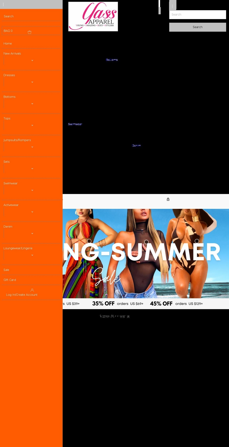 yassapparel.com shopify website screenshot