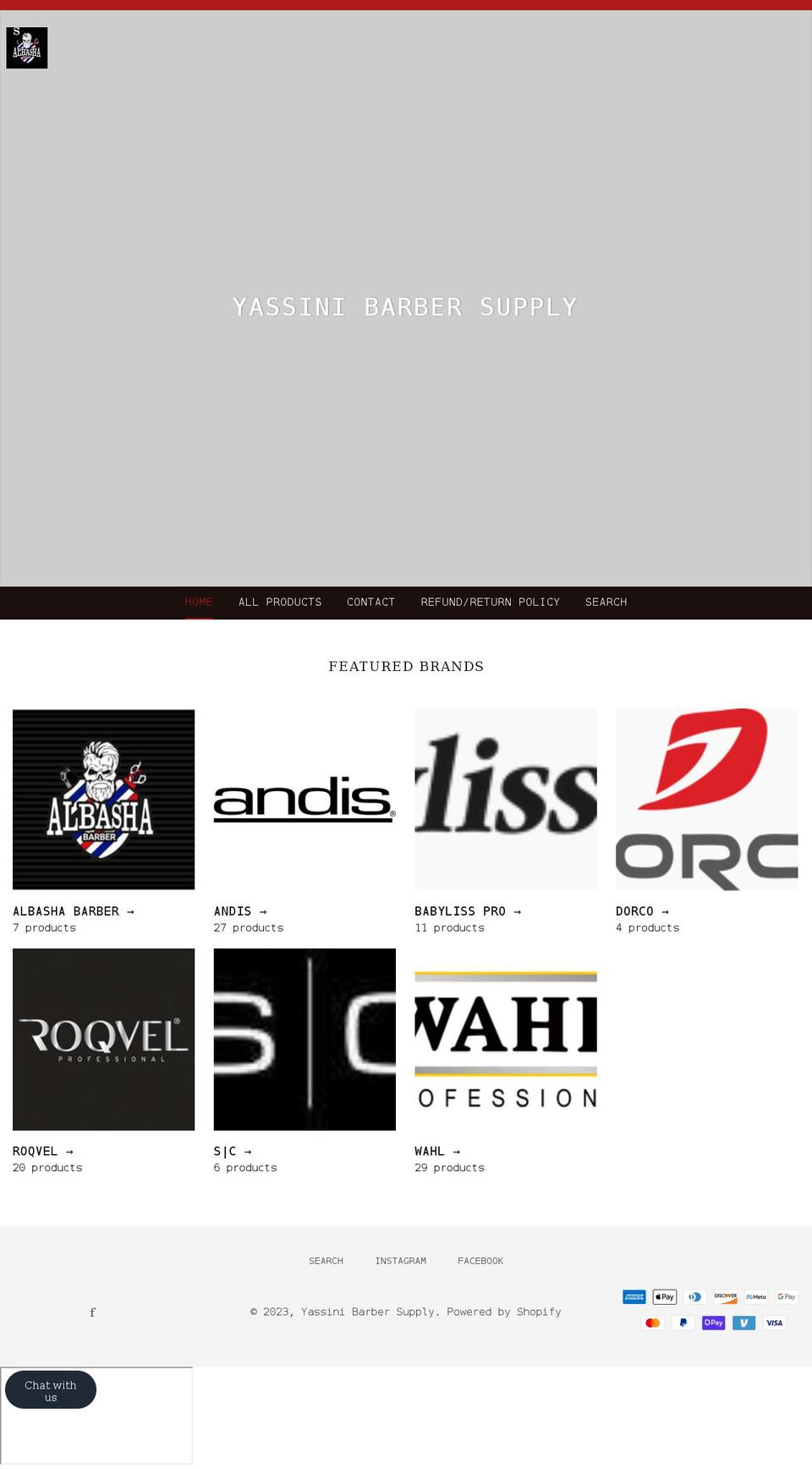 yassinibarbersupply.com shopify website screenshot