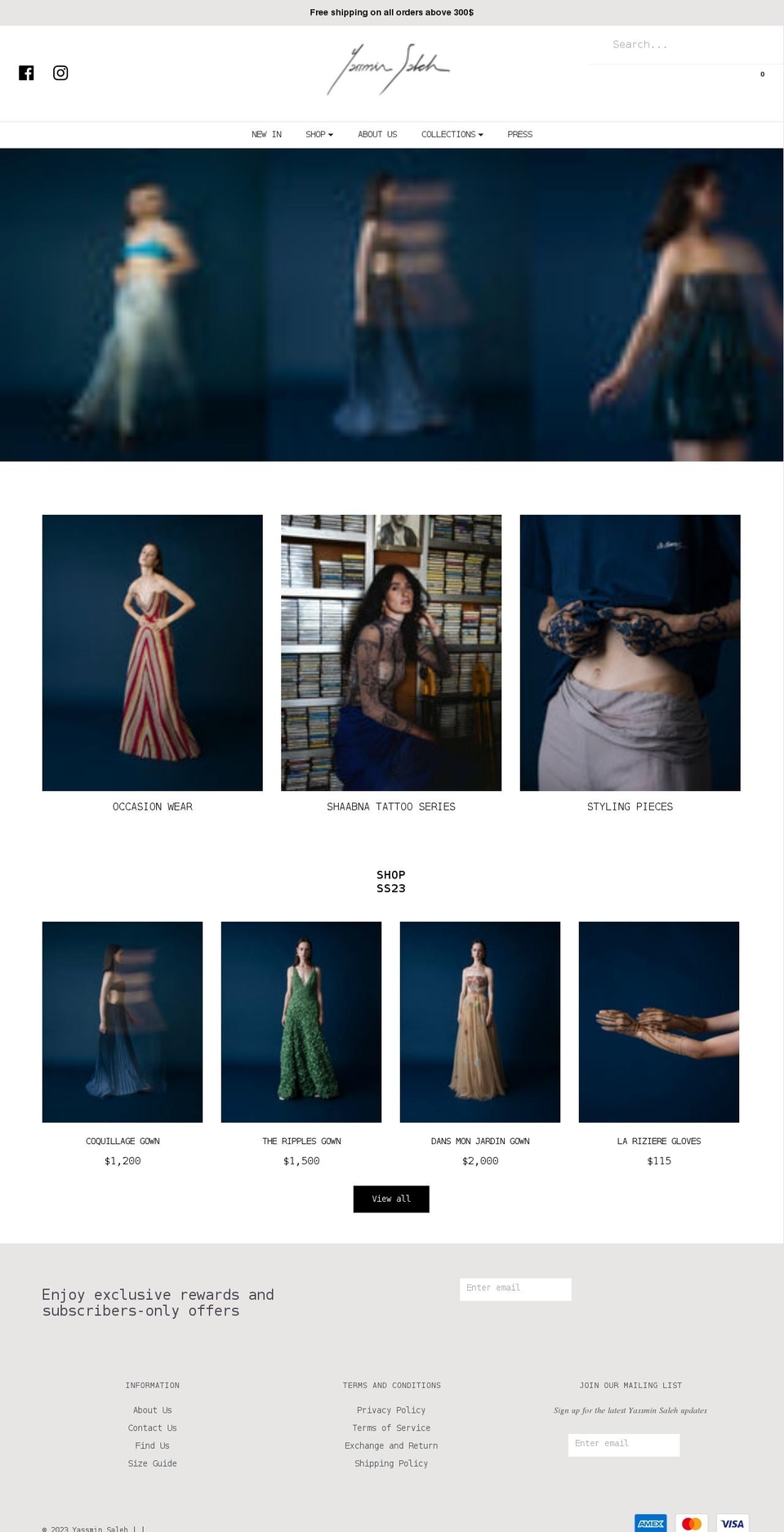 yassminsaleh.com shopify website screenshot