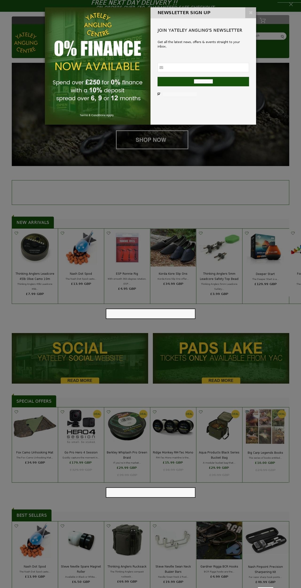 yateleyangling.co.uk shopify website screenshot